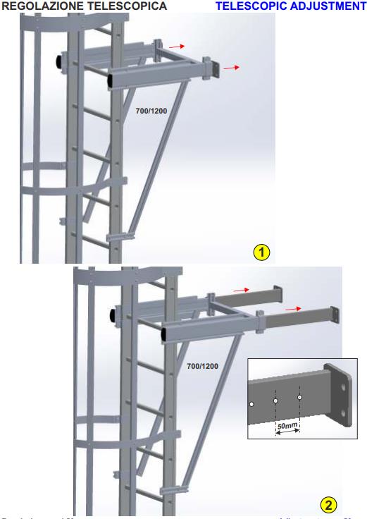 dettaglio 2 regolazione staffe telescopiche per scale con diagonali