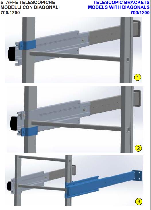 montaggio staffe telescopiche per scale con diagonali
