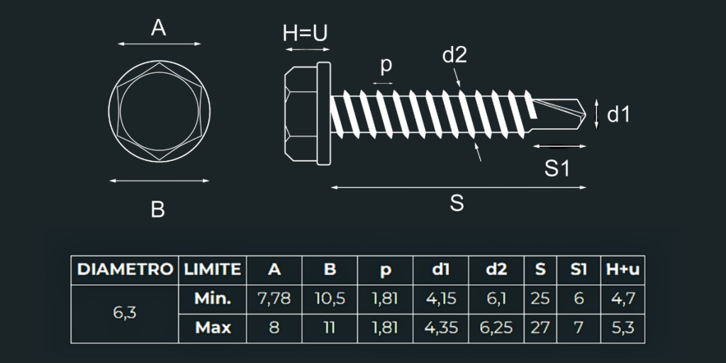 6.3x25 Inox