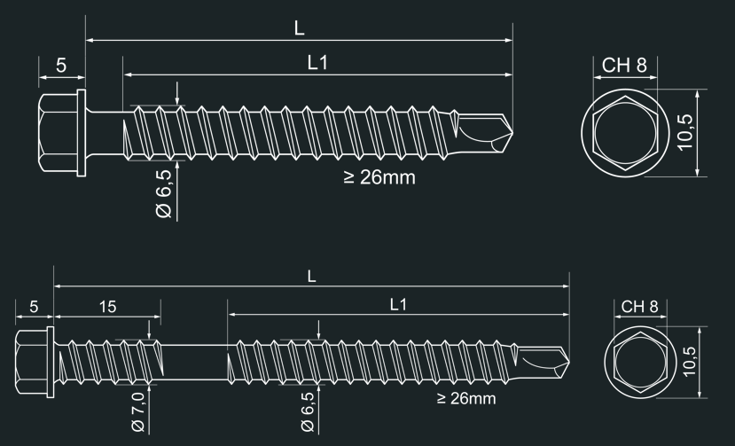 Tirafondo inox 